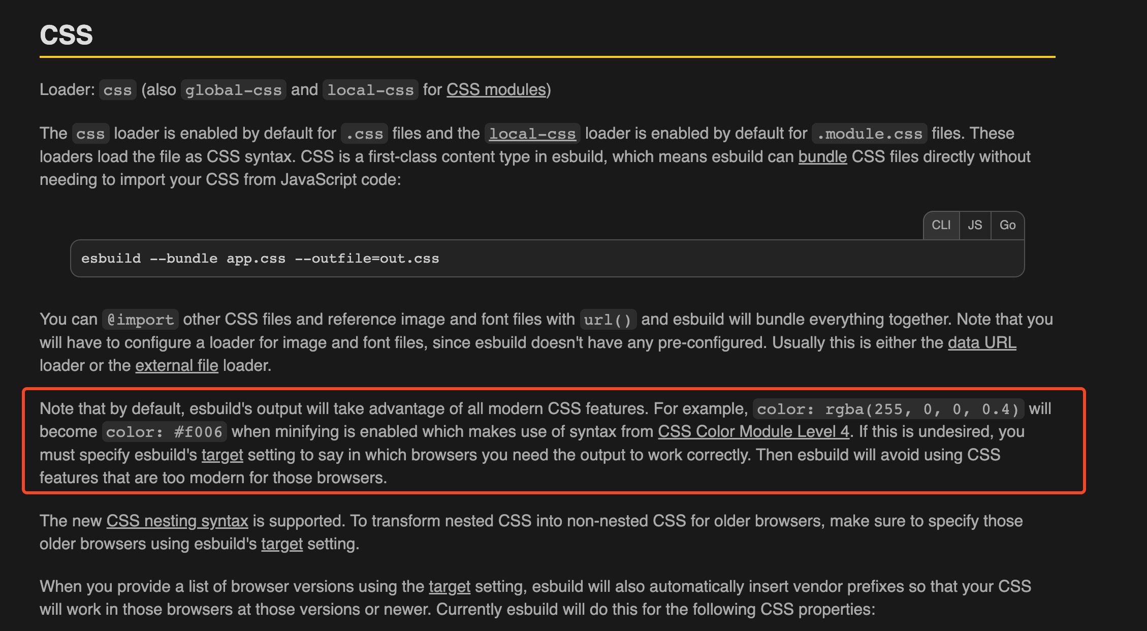 Esbuild对于CSS的处理